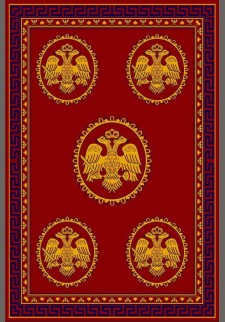 Κόκκινο χαλί με 5 βυζαντινούς αετούς